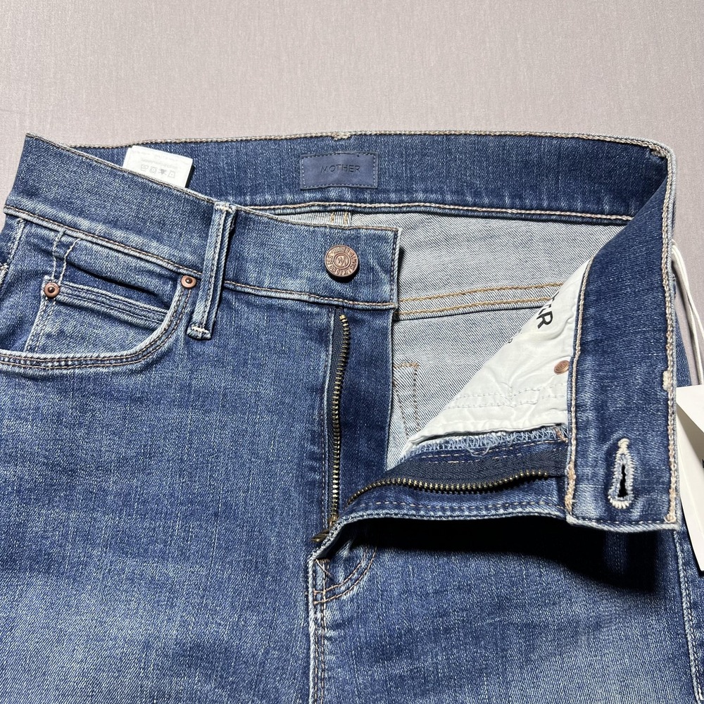 Mother The Mid Rise Dazzler Ankle Fray This Time Next Year Jeans Womens 24 Blue - Picture 5 of 15
